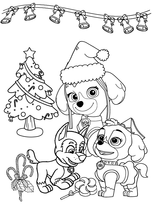Astounding Paw Patrol Christmas coloring page