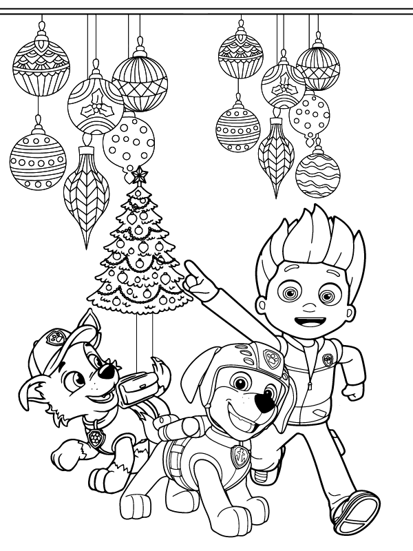 Exceptional Paw Patrol Christmas coloring page