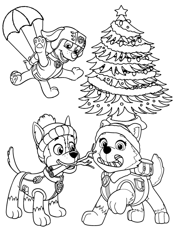 Excellent Paw Patrol Christmas coloring page