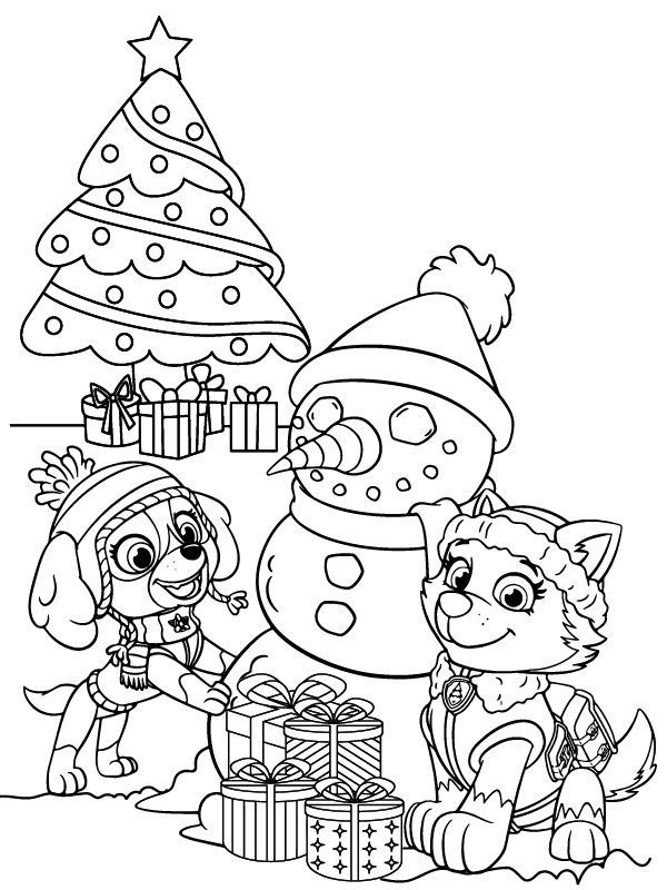 Faultless Paw Patrol Christmas coloring page