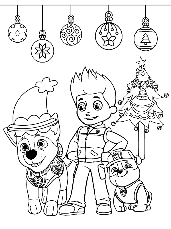 Peerless Paw Patrol Christmas coloring page