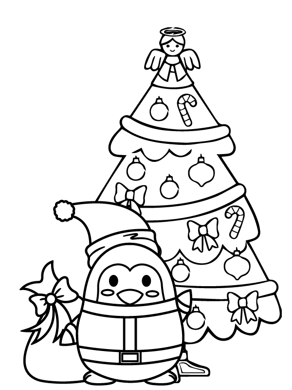 Penguin and Christmas Tree