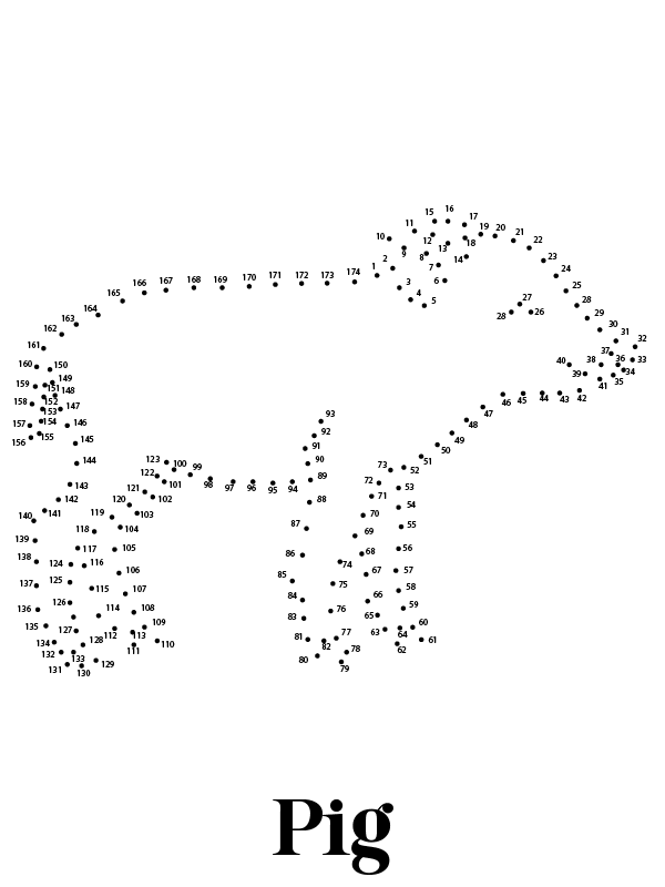Pig Dot to Dot Coloring Page
