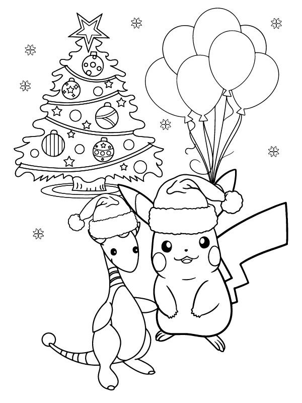 Pikachu and Friend in Pokemon Christmas