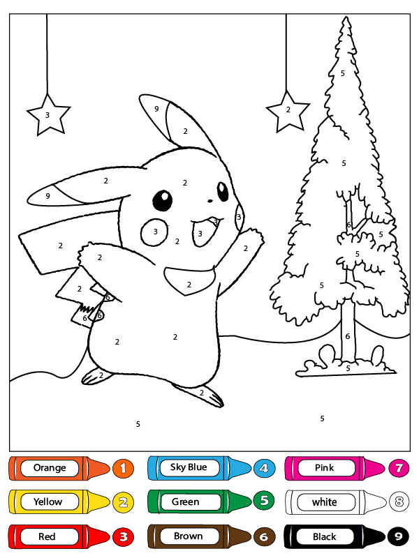 Pikachu with Star Lanterns Color by Number