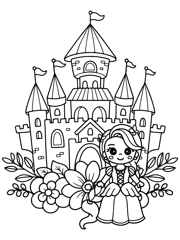 Princess in front of a Castle