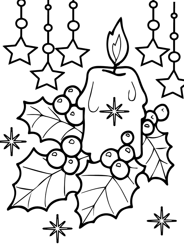 Printable Christmas Mistletoe and Candle