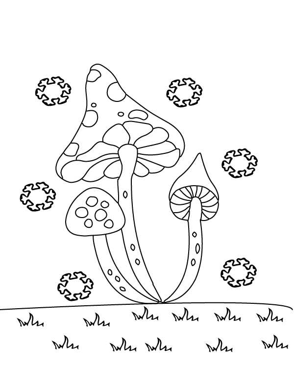 Printable Cute Mushroom Art for Creative Coloring