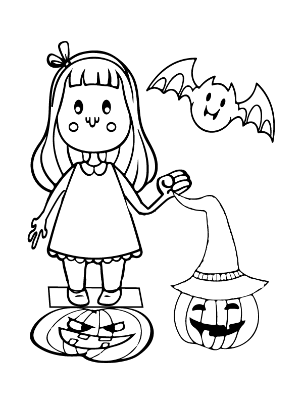 Pumpkin and Girl Preschool Halloween
