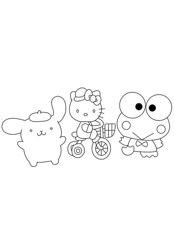 Purin, Hello Kitty, and Keroppi