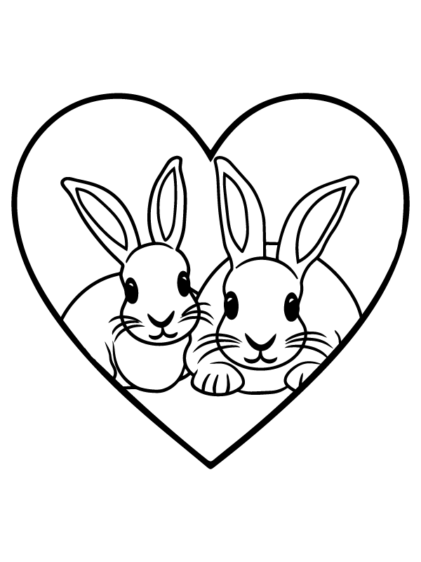 Rabbits inside a Valentine Heart