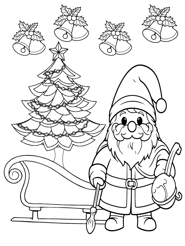 Relaxing Simple Christmas Tree and Santa Coloring Pattern