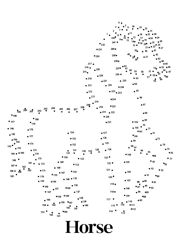 Running Horse Dot to Dot Coloring Page