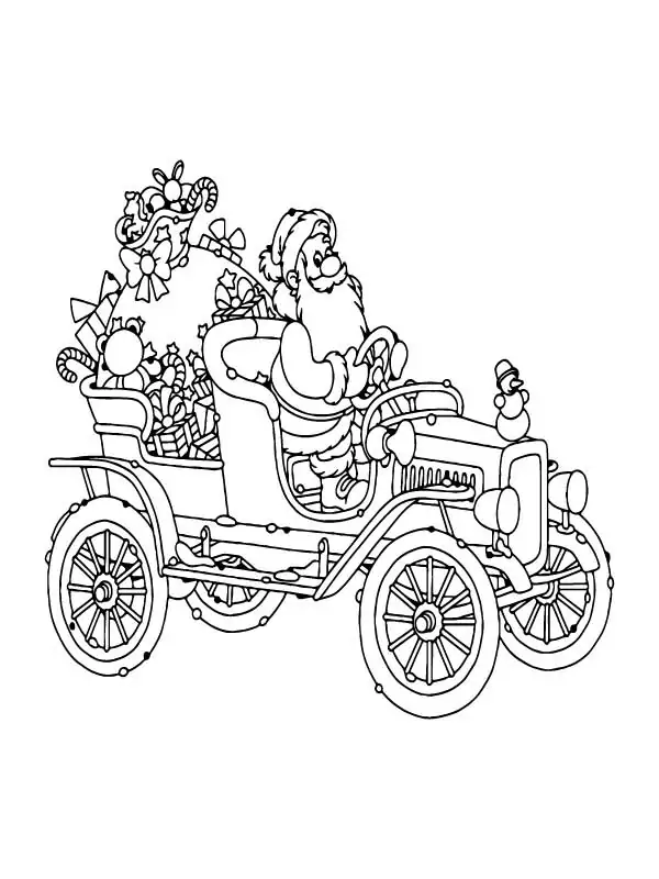 Santa Claus Driving His Car