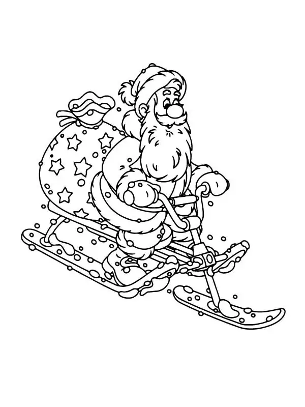 Santa Claus Skiing with Gifts