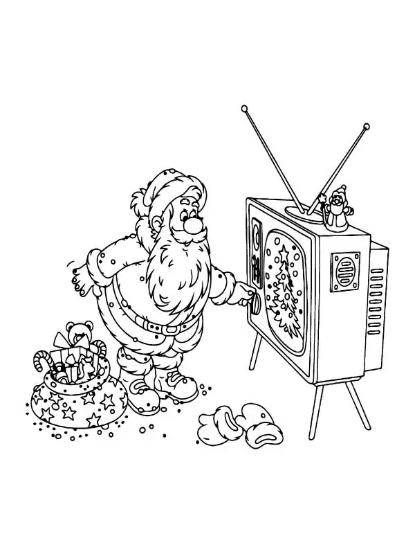 Santa Claus Watching TV