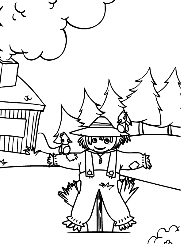Scarecrow is standing in the empty field