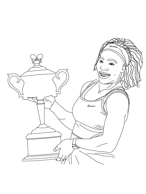 Serena Williams with a Winning Trophy