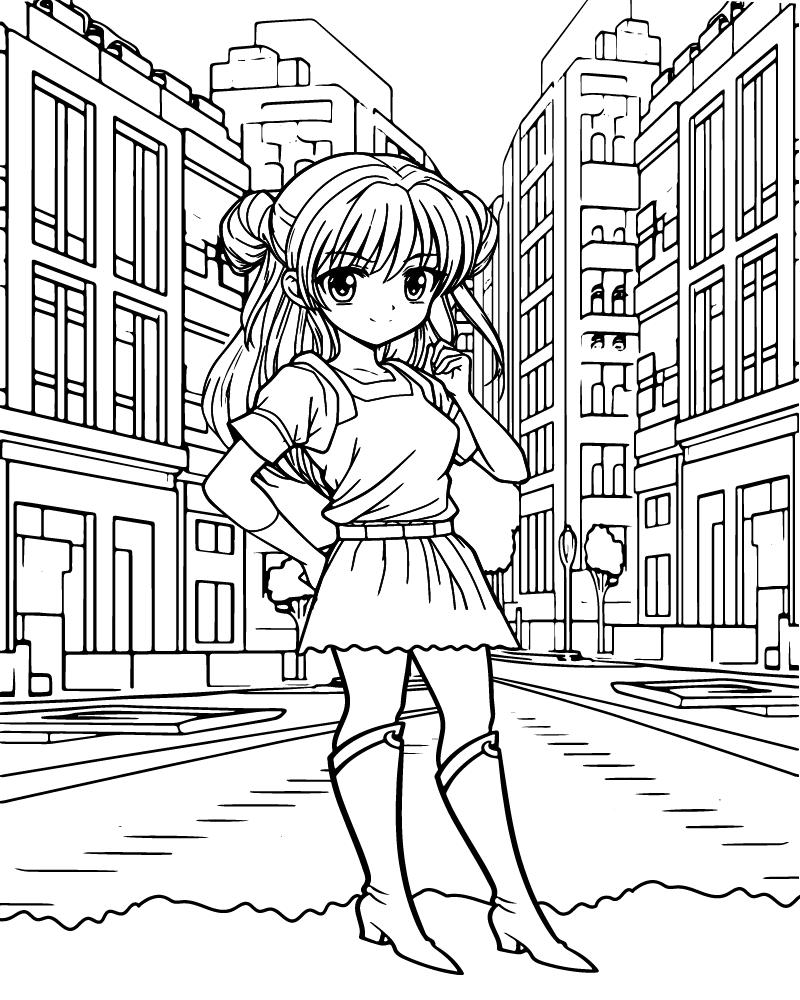 Serene City Kawaii Anime