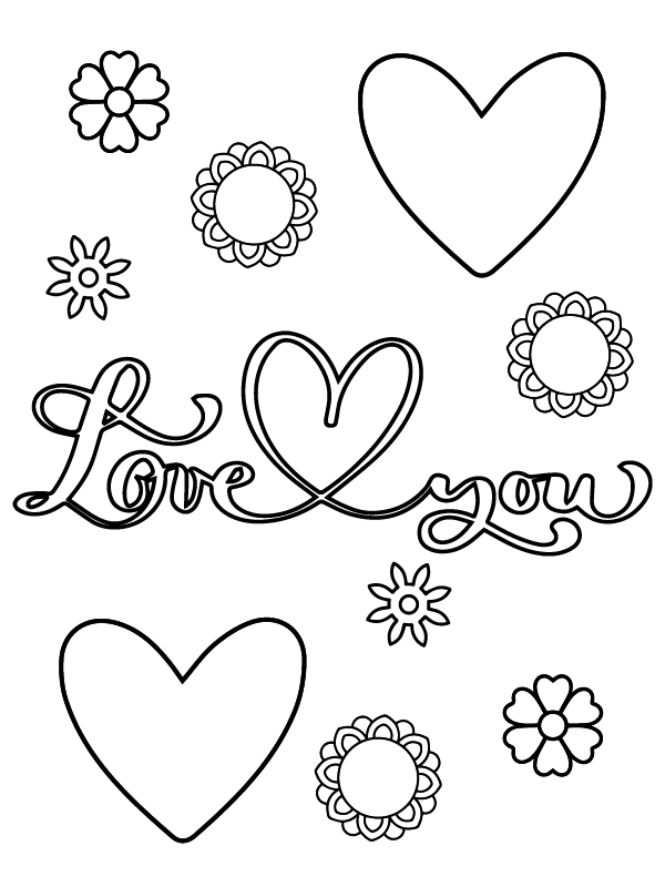 Simple I Love You Coloring