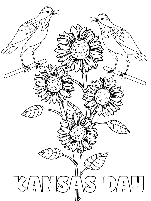 Simple Kansas Day Coloring Activity