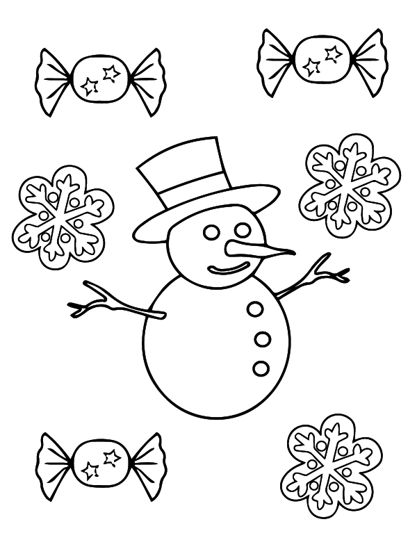 Snowflake, Sweet cute candy and Snowflake Preschool Christmas