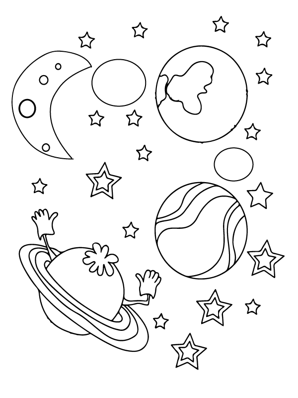 Space Adorable Planets and Stars