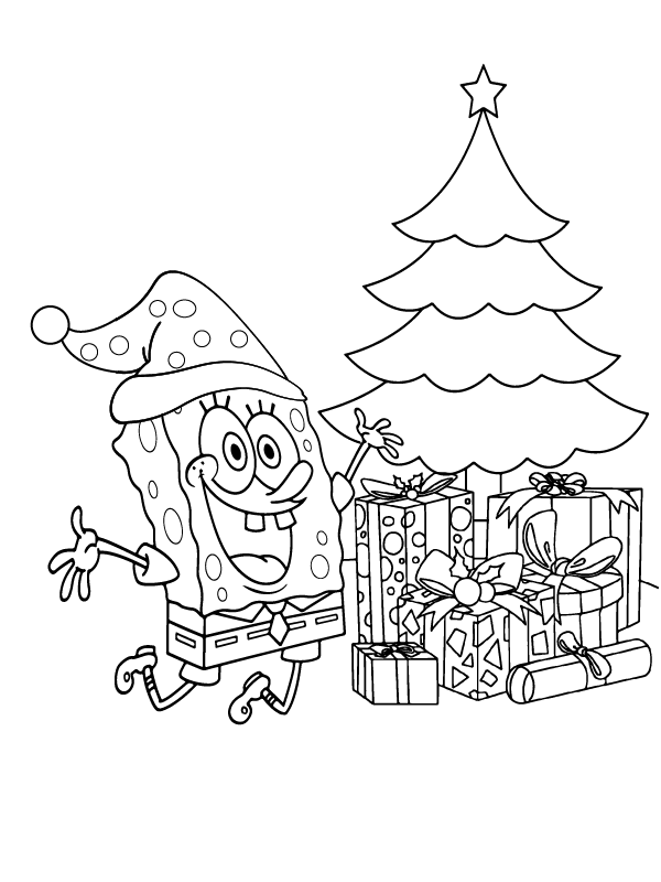 Precise Spongebob Christmas coloring page