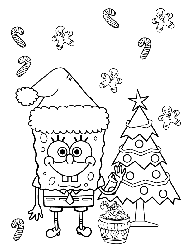 Nice Spongebob Christmas coloring page