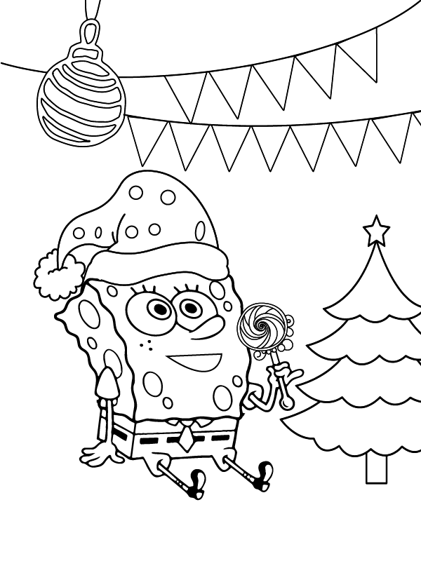 Ausmalbild Spongebob Weihnachten