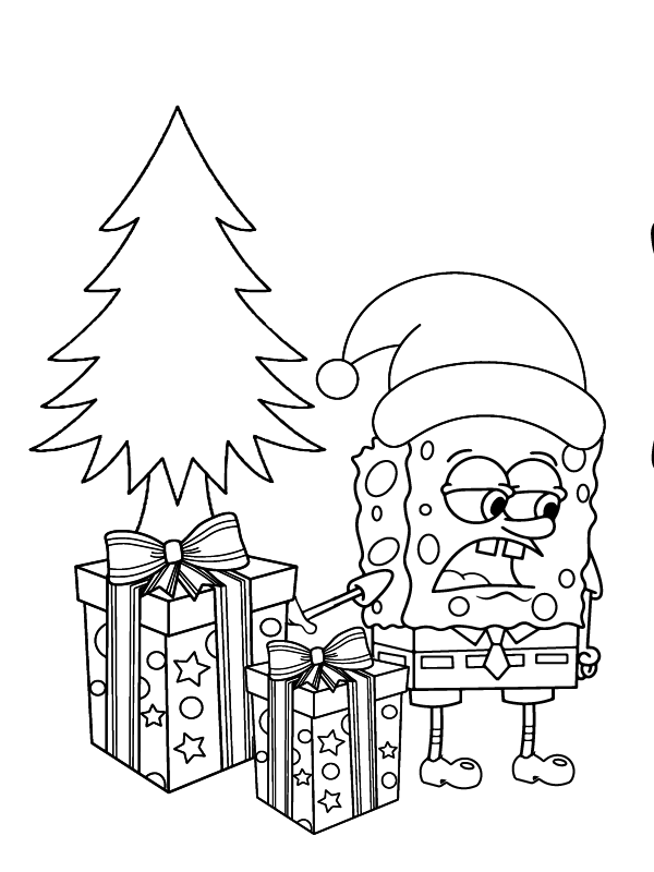 Superior Spongebob Christmas coloring page