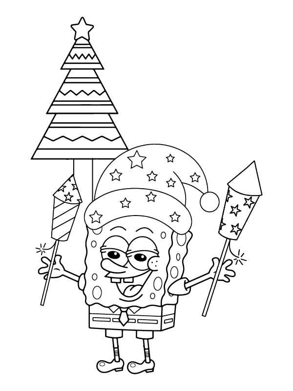 Polished Spongebob Christmas coloring page
