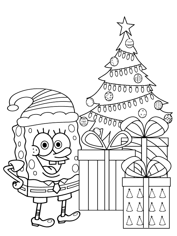Anmutiges Ausmalbild Spongebob Weihnachten