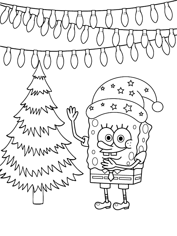 Exquisite Spongebob Christmas coloring page