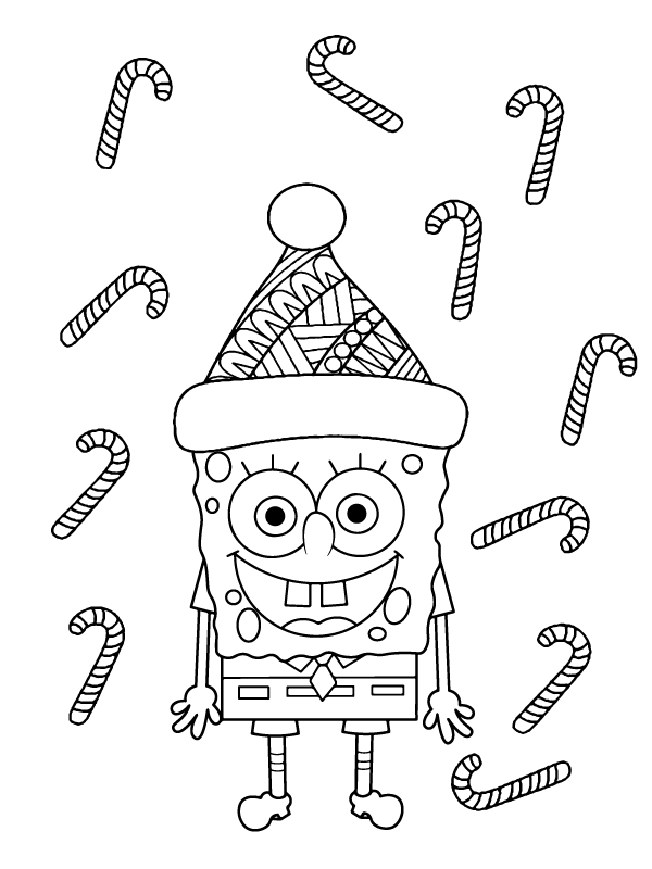 Refined Spongebob Christmas coloring page
