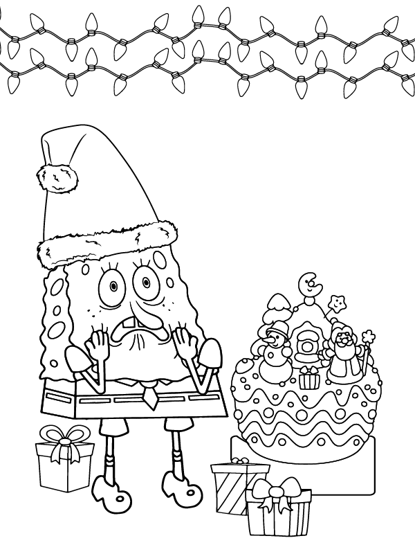 Dainty Spongebob Christmas coloring page
