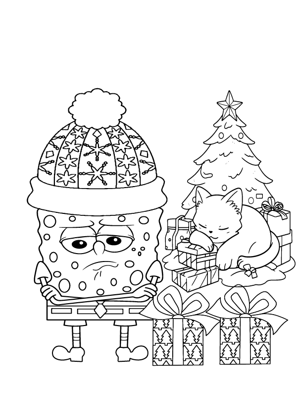 Subtle Spongebob Christmas coloring page