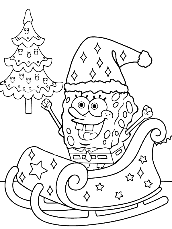 Elegant Spongebob Christmas coloring page