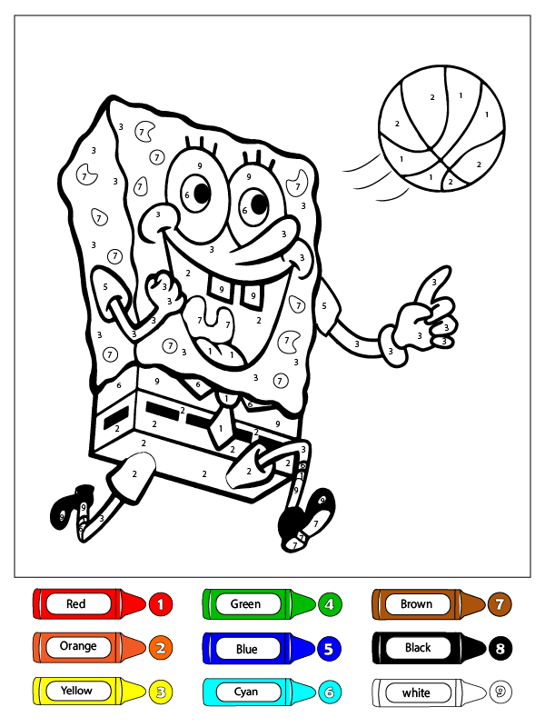 SpongeBob Playing a Ball Coloring by Number