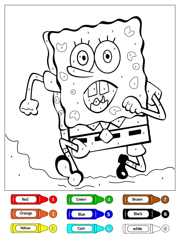 SpongeBob Running Fast Coloring by Number