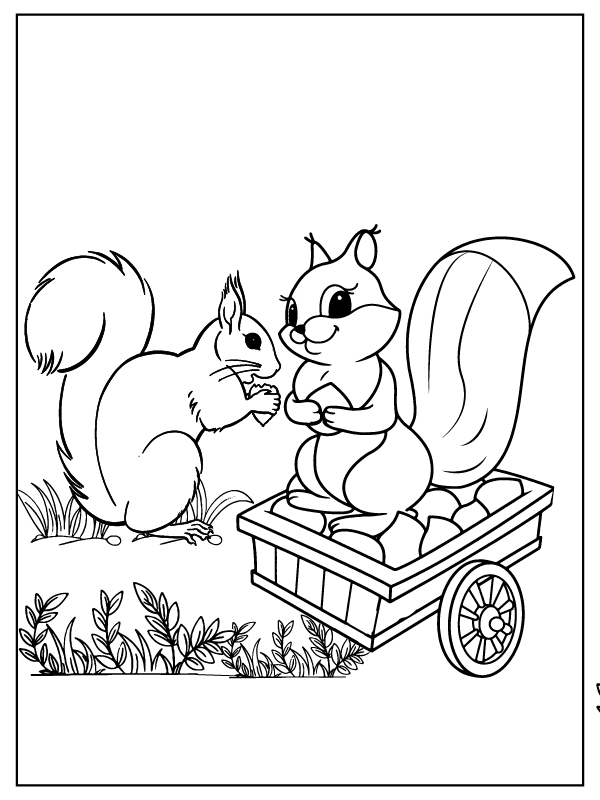 Eichhörnchen sammelt Nüsse