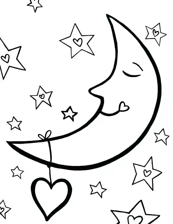 Sterne und Mond mit Liebe