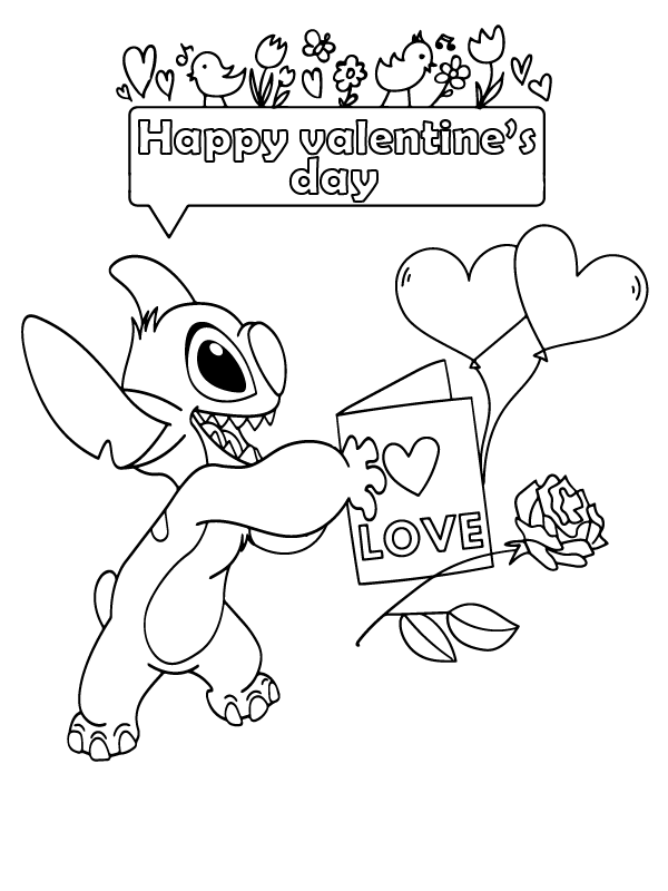 Stitch wiht Love Letter in Valentines