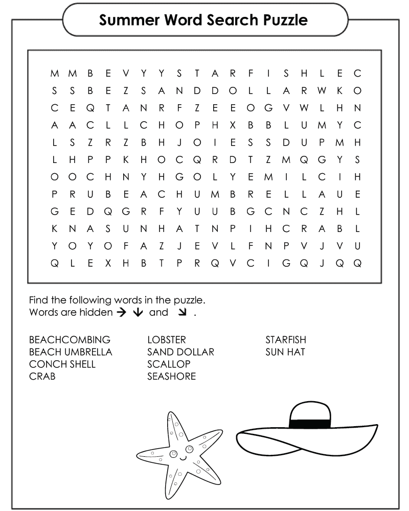 Summer Vacation Word Searches