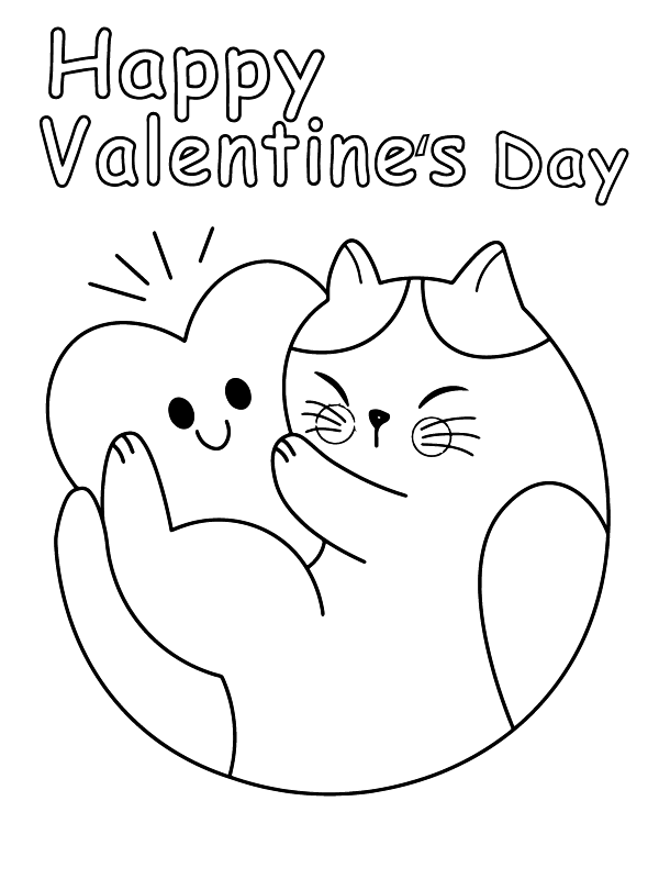 Toddler Cat and Heart Valentine's Day