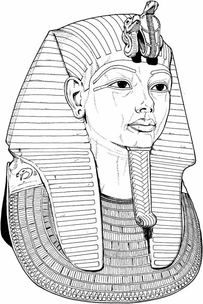 Tutankhamun’s Death Mask Coloring Page