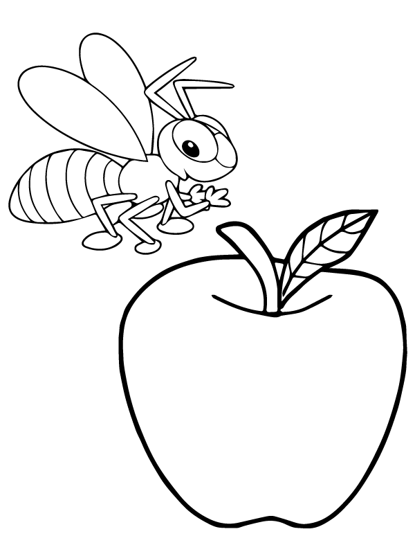 Wespe und Apfel