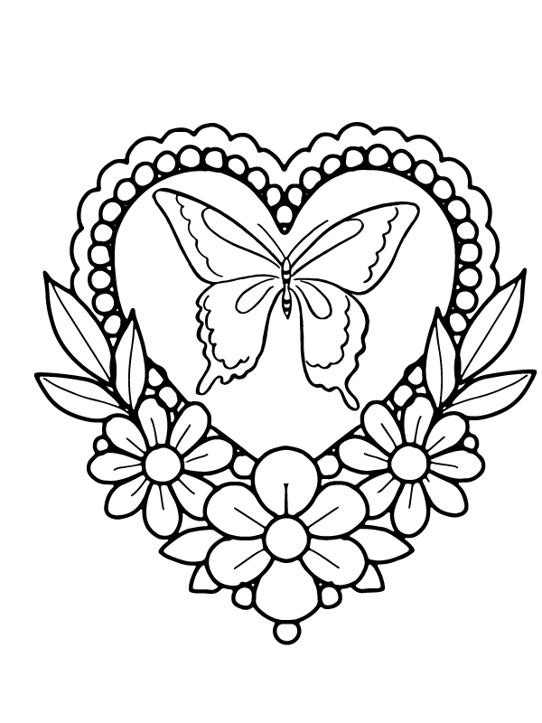 Whimsical Boho Love Butterfly Heart