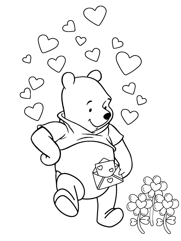 Winnie the Pooh Holding a Valentine Letter