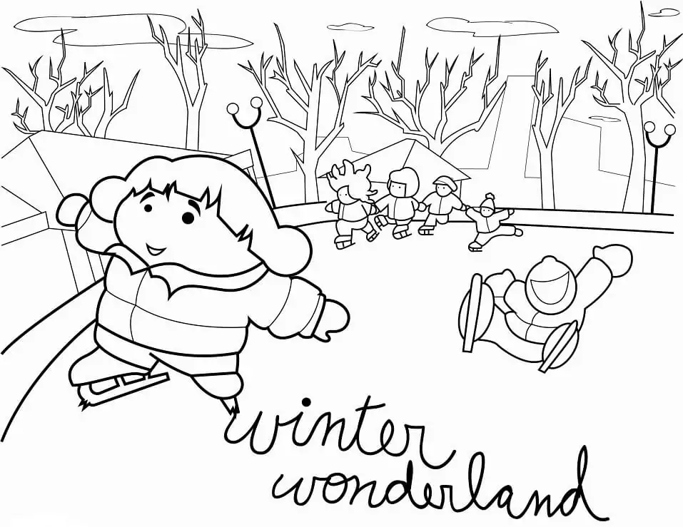 Winter Scene coloring page 4